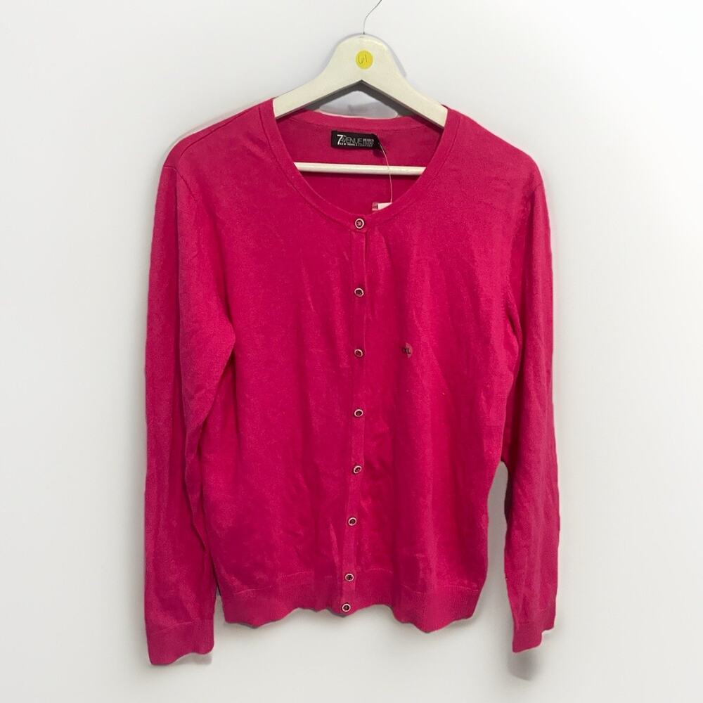 New York & Company 7th Avenue Design Studio Women XXL Pink Button Front Cardig